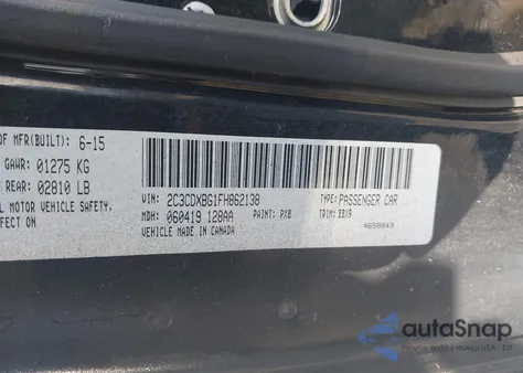 2015 Dodge Charger Se из США, поврежденный, VIN 2C3CDXBG1FH862138